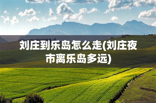 刘庄到乐岛怎么走(刘庄夜市离乐岛多远)