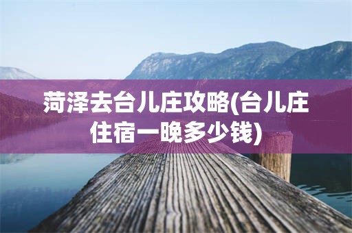 菏泽去台儿庄攻略(台儿庄住宿一晚多少钱)