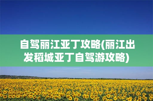 自驾丽江亚丁攻略(丽江出发稻城亚丁自驾游攻略)