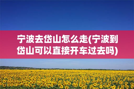宁波去岱山怎么走(宁波到岱山可以直接开车过去吗)