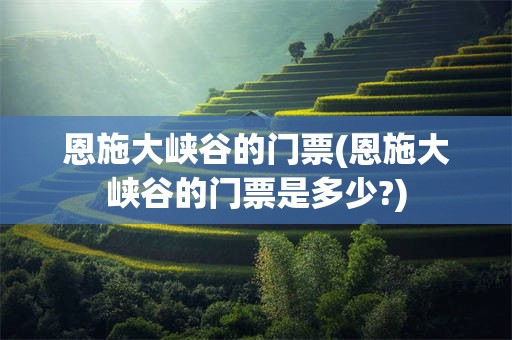 恩施大峡谷的门票(恩施大峡谷的门票是多少?)