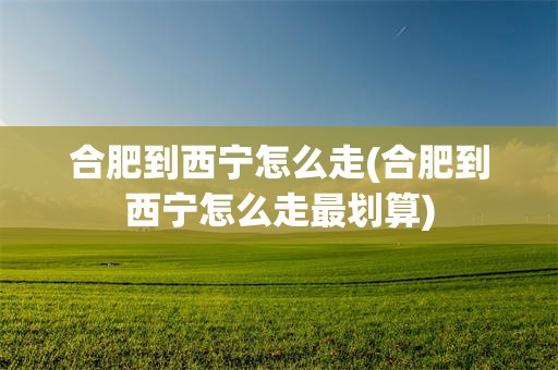 合肥到西宁怎么走(合肥到西宁怎么走最划算)