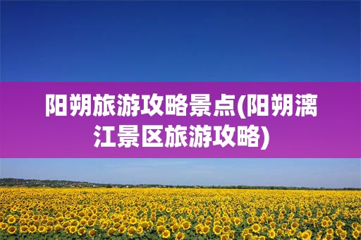 阳朔旅游攻略景点(阳朔漓江景区旅游攻略)