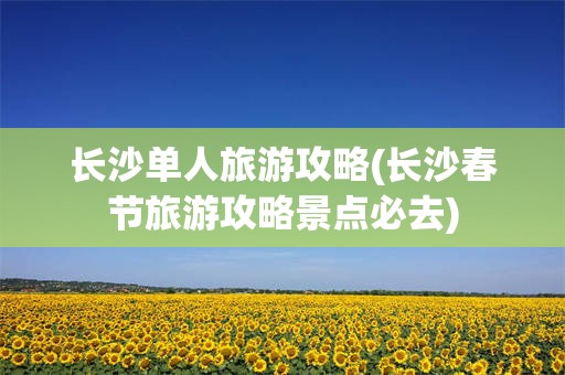 长沙单人旅游攻略(长沙春节旅游攻略景点必去)