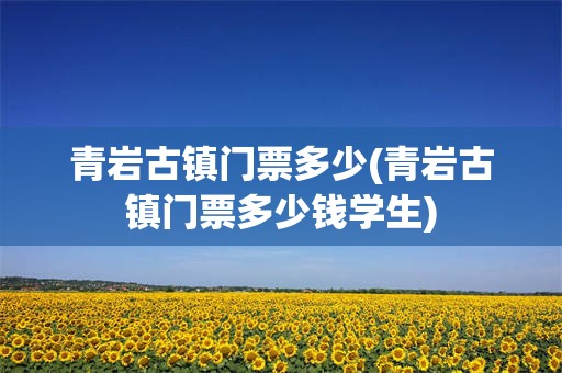 青岩古镇门票多少(青岩古镇门票多少钱学生)