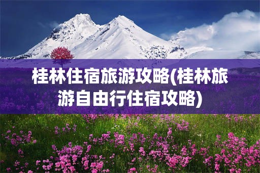 桂林住宿旅游攻略(桂林旅游自由行住宿攻略)