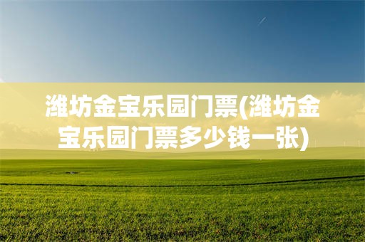 潍坊金宝乐园门票(潍坊金宝乐园门票多少钱一张)