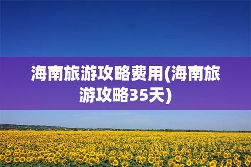 海南旅游攻略费用(海南旅游攻略35天)