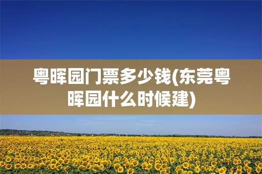 粤晖园门票多少钱(东莞粤晖园什么时候建)