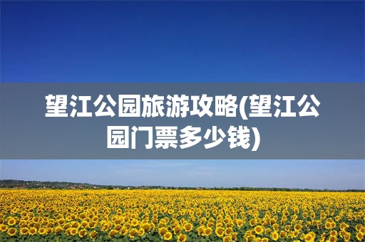 望江公园旅游攻略(望江公园门票多少钱)