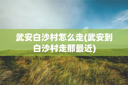 武安白沙村怎么走(武安到白沙村走那最近)