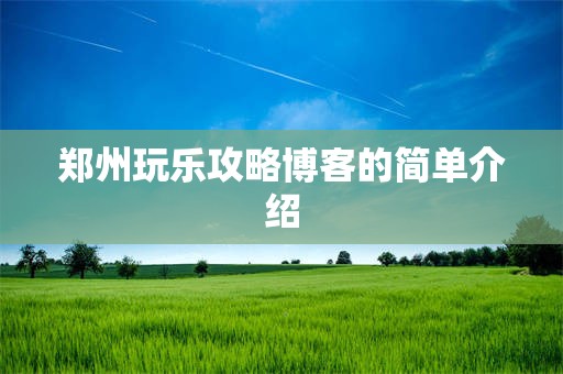 郑州玩乐攻略博客的简单介绍