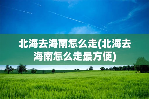 北海去海南怎么走(北海去海南怎么走最方便)