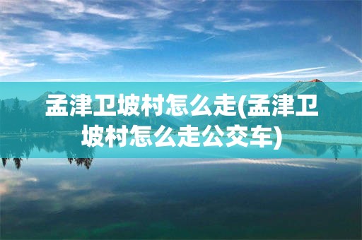 孟津卫坡村怎么走(孟津卫坡村怎么走公交车)