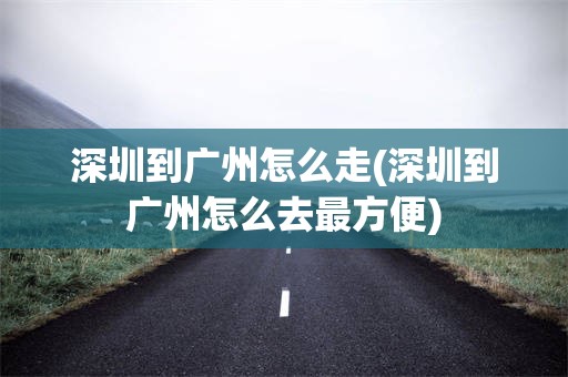 深圳到广州怎么走(深圳到广州怎么去最方便)