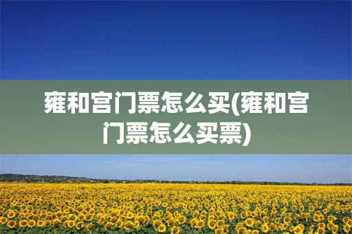 雍和宫门票怎么买(雍和宫门票怎么买票)