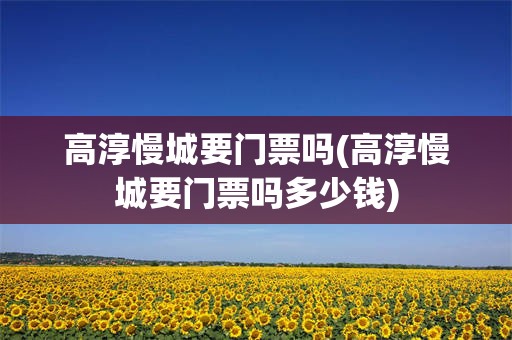 高淳慢城要门票吗(高淳慢城要门票吗多少钱)