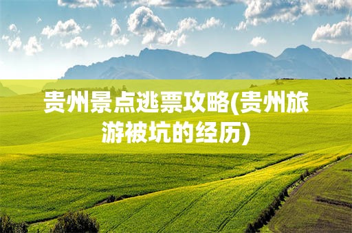 贵州景点逃票攻略(贵州旅游被坑的经历)