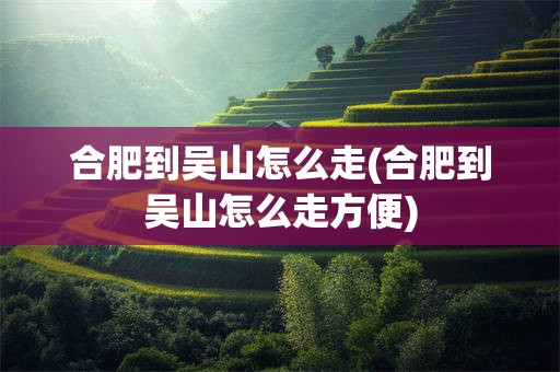 合肥到吴山怎么走(合肥到吴山怎么走方便)