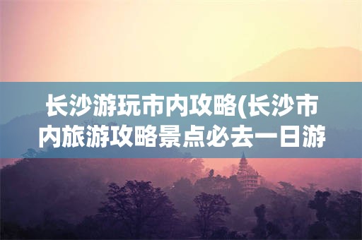 长沙游玩市内攻略(长沙市内旅游攻略景点必去一日游)