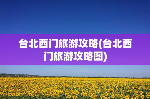 台北西门旅游攻略(台北西门旅游攻略图)