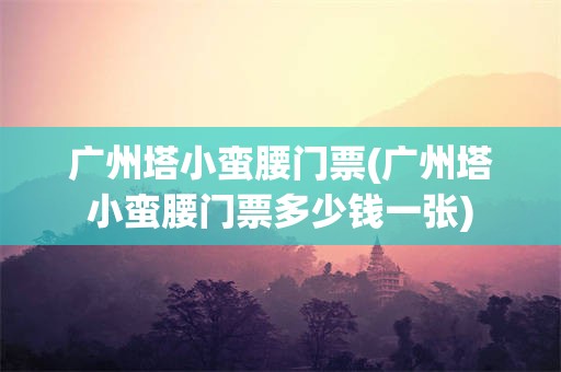 广州塔小蛮腰门票(广州塔小蛮腰门票多少钱一张)