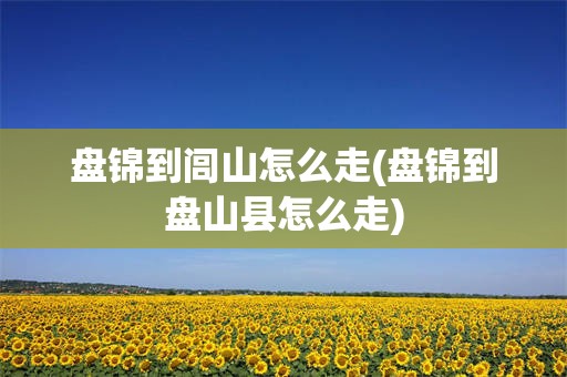 盘锦到闾山怎么走(盘锦到盘山县怎么走)
