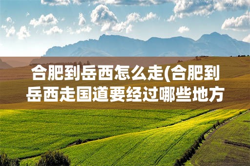合肥到岳西怎么走(合肥到岳西走国道要经过哪些地方呀)