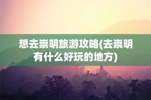 想去崇明旅游攻略(去崇明有什么好玩的地方)