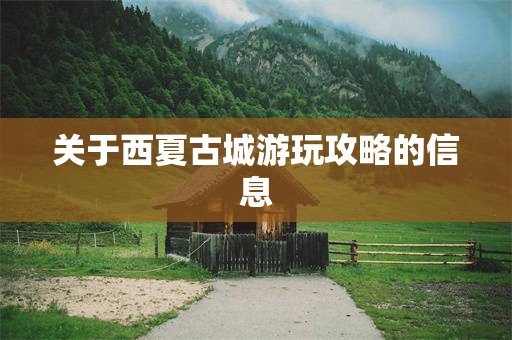 关于西夏古城游玩攻略的信息