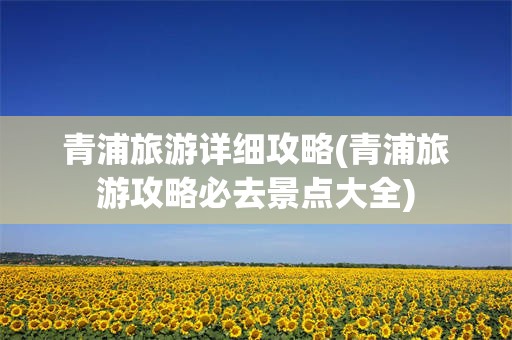 青浦旅游详细攻略(青浦旅游攻略必去景点大全)