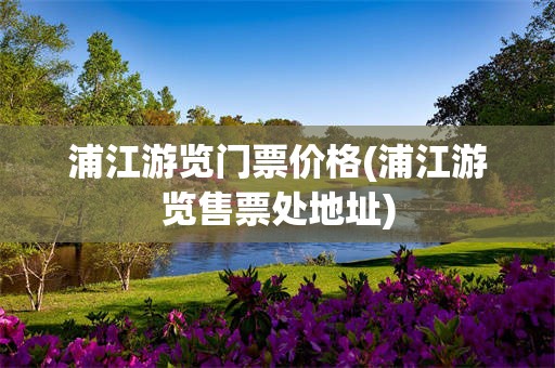 浦江游览门票价格(浦江游览售票处地址)