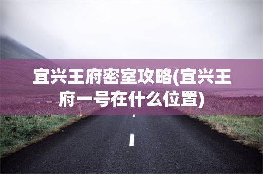 宜兴王府密室攻略(宜兴王府一号在什么位置)