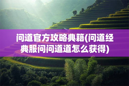 问道官方攻略典籍(问道经典服问问道道怎么获得)