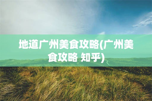 地道广州美食攻略(广州美食攻略 知乎)