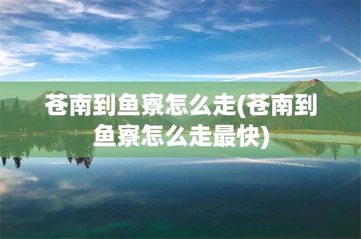 苍南到鱼寮怎么走(苍南到鱼寮怎么走最快)