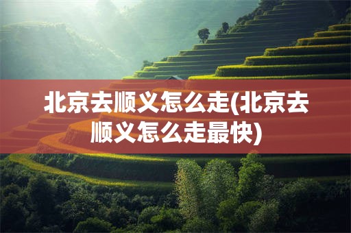北京去顺义怎么走(北京去顺义怎么走最快)