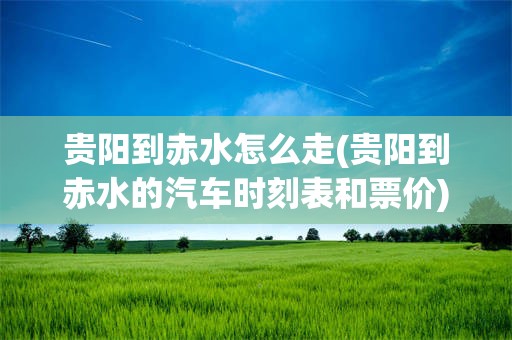 贵阳到赤水怎么走(贵阳到赤水的汽车时刻表和票价)