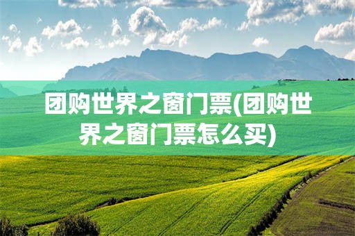 团购世界之窗门票(团购世界之窗门票怎么买)