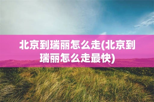 北京到瑞丽怎么走(北京到瑞丽怎么走最快)