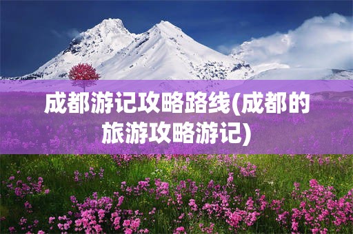 成都游记攻略路线(成都的旅游攻略游记)
