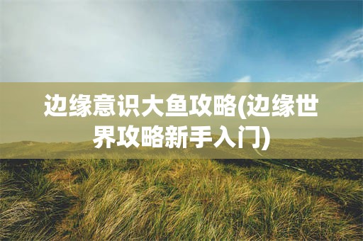 边缘意识大鱼攻略(边缘世界攻略新手入门)