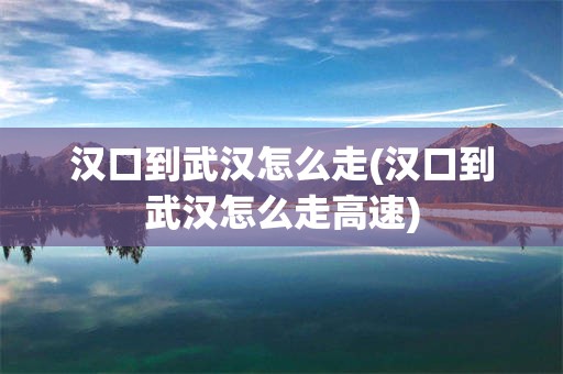 汉口到武汉怎么走(汉口到武汉怎么走高速)