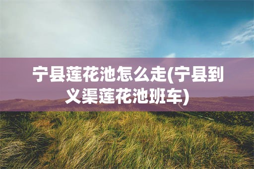 宁县莲花池怎么走(宁县到义渠莲花池班车)