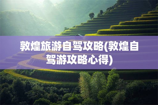 敦煌旅游自驾攻略(敦煌自驾游攻略心得)