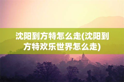 沈阳到方特怎么走(沈阳到方特欢乐世界怎么走)