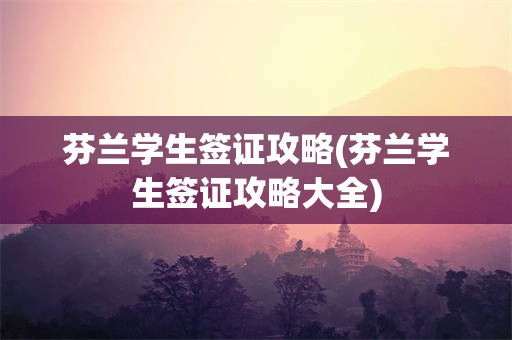 芬兰学生签证攻略(芬兰学生签证攻略大全)