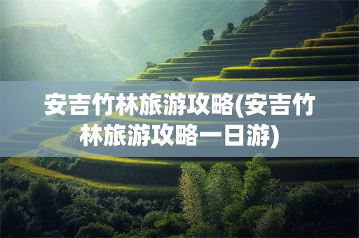 安吉竹林旅游攻略(安吉竹林旅游攻略一日游)