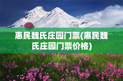 惠民魏氏庄园门票(惠民魏氏庄园门票价格)