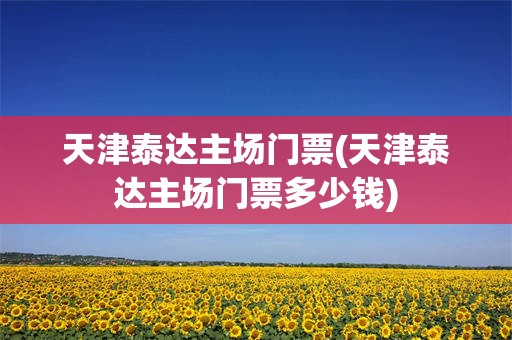 天津泰达主场门票(天津泰达主场门票多少钱)